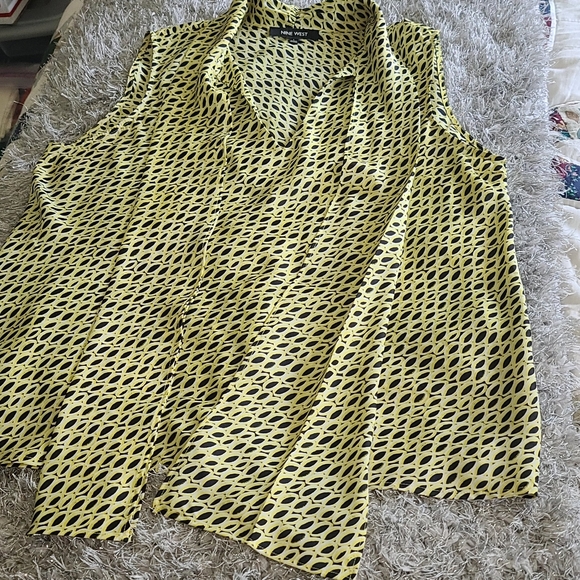 Nine West Sleeveless Top Black Yellow Sz Large - Picture 12 of 14